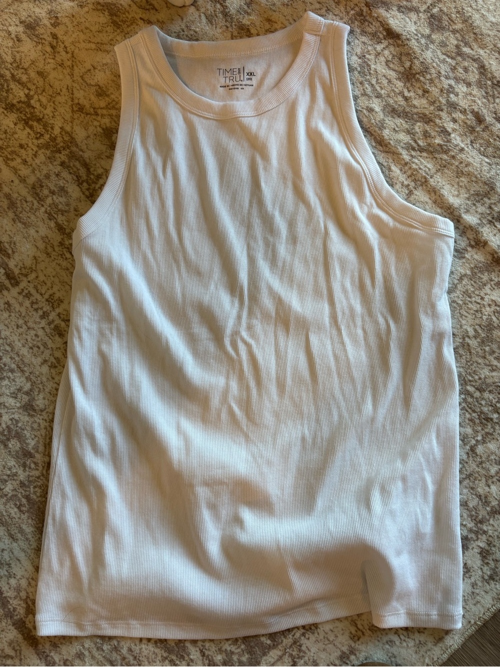 Time and Tru White Ribbed Sleeveless Tank